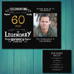 ブラック金ゴールドバジェット60th誕生日招待状 チラシ<br><div class="desc">60歳祝の誕生日の招待チラシで愛しフレンドリーた人の人生の最盛期！ヴィンテージスタイルデザインを搭載したこの招待状は60歳を記念する完璧な方法になる。愛カスタマイズ者の特別な写真と自分の特別なメッセージを持ち、気球と紙吹雪を壊す時間であることをゲストに知らせなさい – それは時の時祝間で！低予算招待状チラシ。 ***ご注意この予算オプションはチラシ（封筒は含まない）なので低価格 – SATINオプションはより厚い選択である。</div>