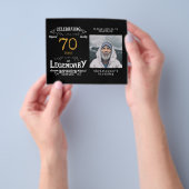 ブラック金ゴールドバジェット70th誕生日招待状 チラシ (手)