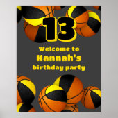 ブラック金ゴールドバスケットチームカラーパーティー歓迎 ポスター (正面)
