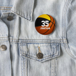 ブラック金ゴールドバスケットボールチームカラーwアスリート名 缶バッジ