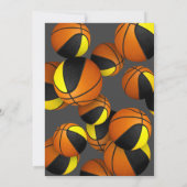ブラック金ゴールドバスケットボール子供のスポーツ誕生日 招待状 (裏面)
