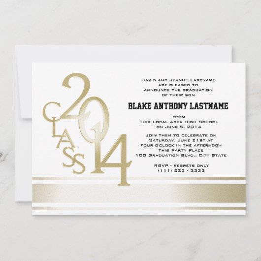 ブラック金ゴールドバストライプルシティ大学院Tri Photo 2014 招待状 (裏面)