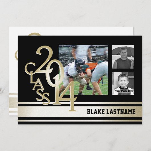 ブラック金ゴールドバストライプルシティ大学院Tri Photo 2014 招待状 (正面/裏面)