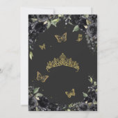 ブラック金ゴールドバタフライウォーターカラーフローラキンセアニェラ 招待状 (裏面)