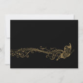 ブラック金ゴールドバタフライミュージック結婚式招待状 招待状 (裏面)