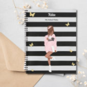 ブラック金ゴールドバタフライ可愛い女の子モダンピンク学校 ノートブック