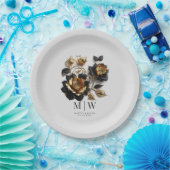 ブラック金ゴールドバラ結婚ゴシック ペーパープレート (パーティー)