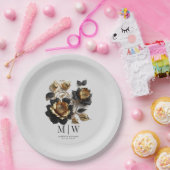 ブラック金ゴールドバラ結婚ゴシック ペーパープレート (パーティー)