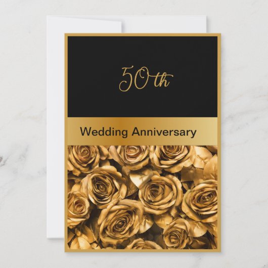 ブラック金ゴールドバラ50結婚thアニバーサリーカード (正面)