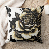 ブラック金ゴールドバラ クッション (ブランケット)