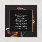 ブラック金ゴールドバラAI生成バラ スクエア名刺 (裏面)