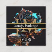 ブラック金ゴールドバラAI生成バラ スクエア名刺 (正面)