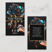 ブラック金ゴールドバラAI生成バラ 名刺 (正面/裏面)