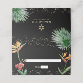 ブラック金ゴールドバルミツワー熱帯フローラ水彩 プレイスカード (外部開封)