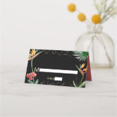 ブラック金ゴールドバルミツワー熱帯フローラ水彩 プレイスカード (正面)