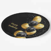 ブラック金ゴールドバルーンシック ペーパープレート (アングル)