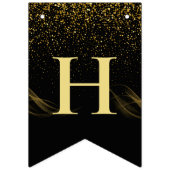 ブラック金ゴールドバルーンハッピーニューイヤーパーティー バンティングフラッグ (第2の旗)