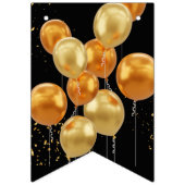 ブラック金ゴールドバルーンハッピーニューイヤーパーティー バンティングフラッグ (第1の旗)