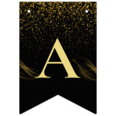 ブラック金ゴールドバルーンハッピーニューイヤーパーティー バンティングフラッグ (第3の旗)