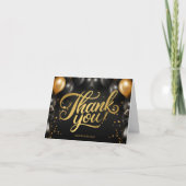 ブラック金ゴールドバルーン事業サンキューカード 招待状 (正面)