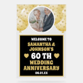 ブラック金ゴールドバルーン結婚写真60周年 アクリルサイン (正面)