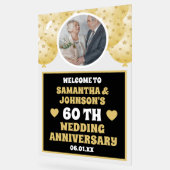 ブラック金ゴールドバルーン結婚写真60周年 アクリルサイン (傾斜)