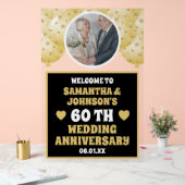 ブラック金ゴールドバルーン結婚写真60周年 アクリルサイン (ウェディング)