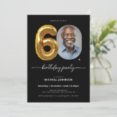 ブラック金ゴールドバルーン60誕生日 招待状 (スタンド正面)