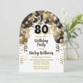 ブラック金ゴールドバルーン80th誕生日パーティー 招待状 (スタンド正面)