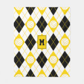 ブラック金ゴールドバレーチームカラーアーガイル フリースブランケット (正面)