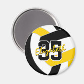 ブラック金ゴールドバレーボールチームが贈り物を彩る マグネット (正面/裏面)