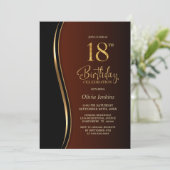 ブラック金ゴールドバーントオレンジ18thバースデーパーティー 招待状 (スタンド正面)