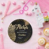 ブラック金ゴールドパイナップルサプライズ退職パーティー ペーパープレート (パーティー)