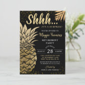 ブラック金ゴールドパイナップルサプライズ退職パーティー 招待状 (スタンド正面)