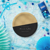 ブラック金ゴールドパステルブライダル結婚ズ幾何学ミニマ ペーパープレート (パーティー)