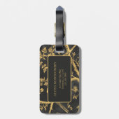 ブラック金ゴールドパターンモノグラム荷物タグ ラゲッジタグ (裏面縦)