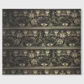 ブラック金ゴールドパピルスアンティークエジプトフローラロータス ラッピングペーパー (フラット)