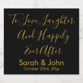 ブラック金ゴールドパーソナライズされたスクリプトウェディング受付 スパークリングワインラベル (シングルラベル)