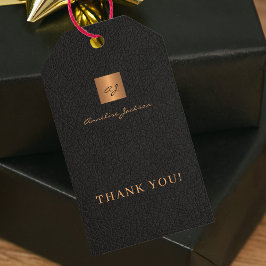 ブラック金ゴールドパーソナライズされたモノグラム名スクリプト ギフトタグ