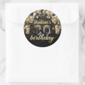 ブラック金ゴールドパーソナライズされた30歳の誕生日 ラウンドシール (バッグ)