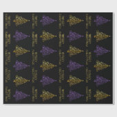 ブラック金ゴールドパープルエレガントシックなクリスマスツリースター ラッピングペーパー (フラット)