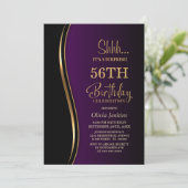 ブラック金ゴールドパープルサプライズ誕生日パーティー 招待状 (スタンド正面)