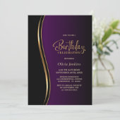 ブラック金ゴールドパープルバースデーパーティー 招待状 (スタンド正面)