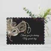 ブラック金ゴールドパープルマスカレードパーティー サンキューカード (スタンド正面)