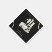 ブラック金ゴールドパール及びプロセッコブライダルシャワー スタンダードカクテルナプキン (角)