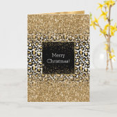 ブラック金ゴールドヒョウ印刷グリジー カード (黄色い花)