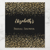 ブラック金ゴールドヒョウ印刷グリッターブライダルシャワー ワインラベル (シングルラベル)