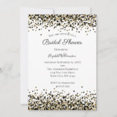 ブラック金ゴールドヒョウ印刷グリッターブライダルシャワー 招待状 (正面)