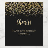 ブラック金ゴールドヒョウ印刷グリッター誕生日 ワインラベル (シングルラベル)