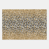 ブラック金ゴールドヒョウ印刷グリッツ ラッピングペーパーシート (正面)